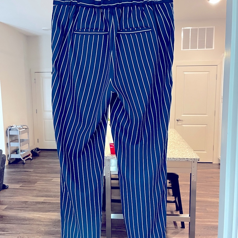 Size 4, blue & white stripe, Banana Republic, Hayden, ankle length, trousers